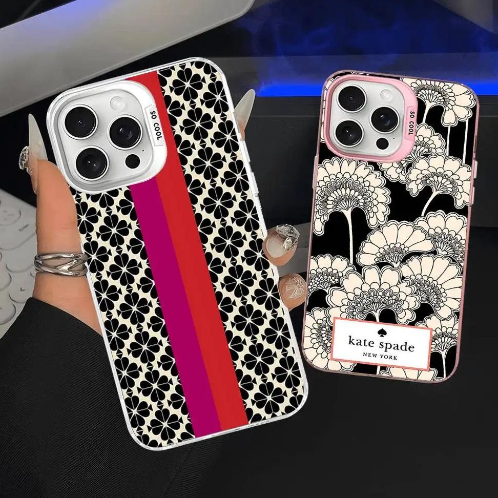 K-Kate S-Spade Phone Case For IPhone 17 16 15 14 13 12 11 Pro Max Color Black Matte Cover