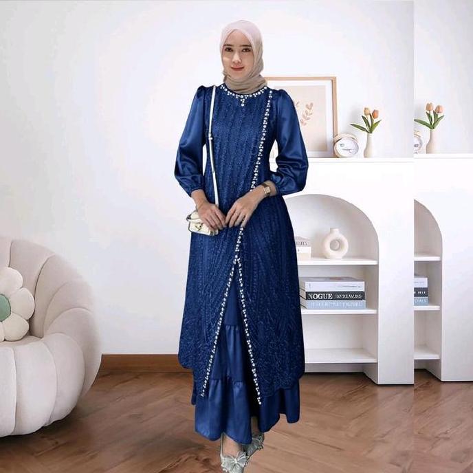 Promo Maxi Maudy Mutiara /Full Tile Mutiara Gamis Muslim Wanita Dress Pesta Mewah Kondangan(Mdy)