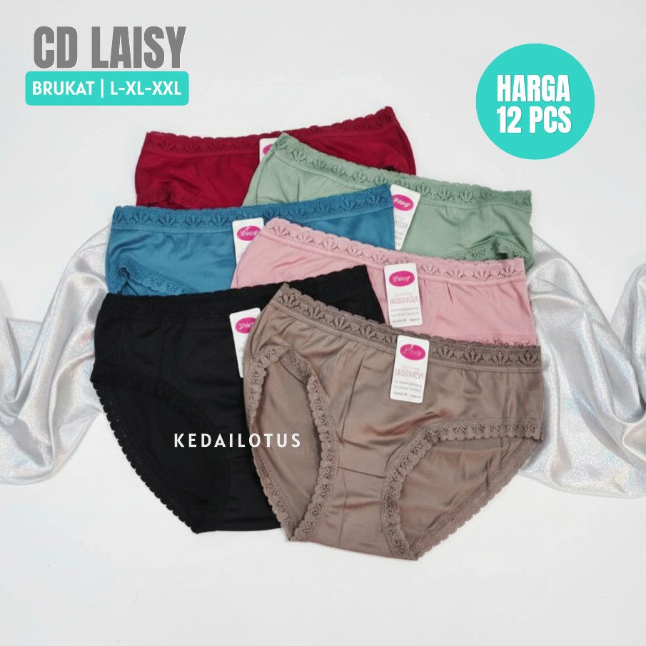 Promo 6/12 Pcs - CD celana Dalam Wanita Laisy Brukat Size L-XL-XXL