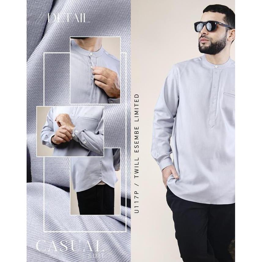 Ready SAMASE Quilting Kemko U117P Kemeja Koko Baju Koko Muslim Pria Dewasa Lengan Panjang