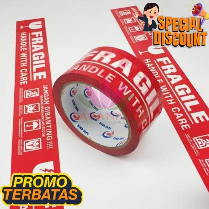 Siap Dikirim Lakban Fragile / Lakban Murah / Fragile Merah / Lakban Fragile Merah / Lakban Dr-02
