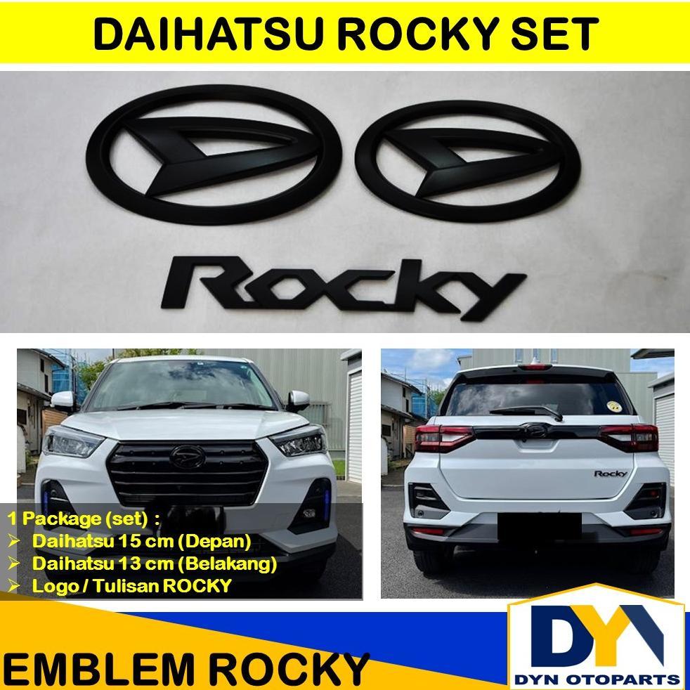 DYN120- DAIHATSU ROCKY SET, Logo Emblem Mobil DAIHATSU 15cm, 13cm, dan Tulisan ROCKY HITAM GLOSSY