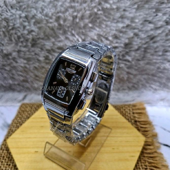 Watchtime- (Terlaris) Jam Tangan Kotak Wanita Crono Longtime Rantai Stainless Steel Quartz Kaca Sabu