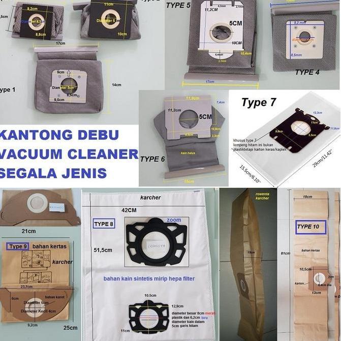 Instancodbisa- Kantong Debu Vacuum Cleaner Universal Kain Non Woven Dapat Dicuci