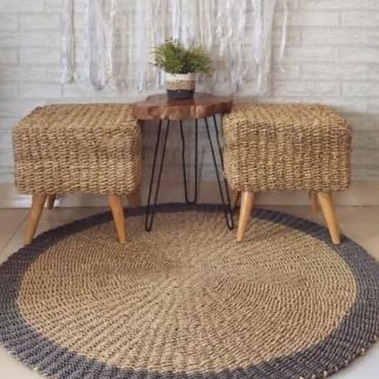 PO Rug Seagrass 150 cm List Grey / Karpet Anyaman Seagrass / Karpet