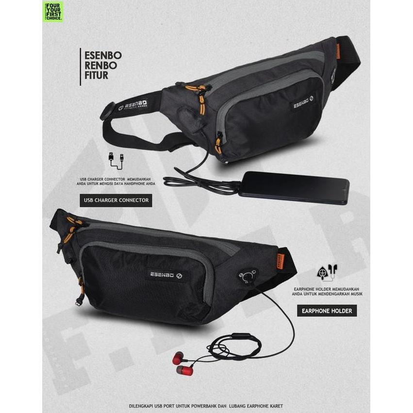 Tampilgayar- Esenbo Renbo - Tas Pinggang Casual Pria Wanita Premium Esenbo Renbo - Waistbag Casual P