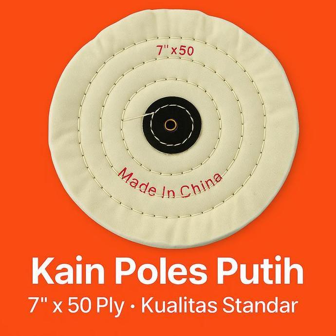 ><><><] Kain Poles Putih 7 Inch x 50 Ply - Untuk Poles Perhiasan & Logam - Kualitas Standar Car Mesi
