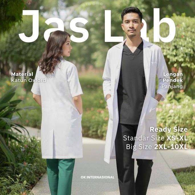 (Jas Laboratorium - Lengan Pendek & Panjang) Laboratory Coat / Jas Praktek Koas Perawat Nakes Dokter