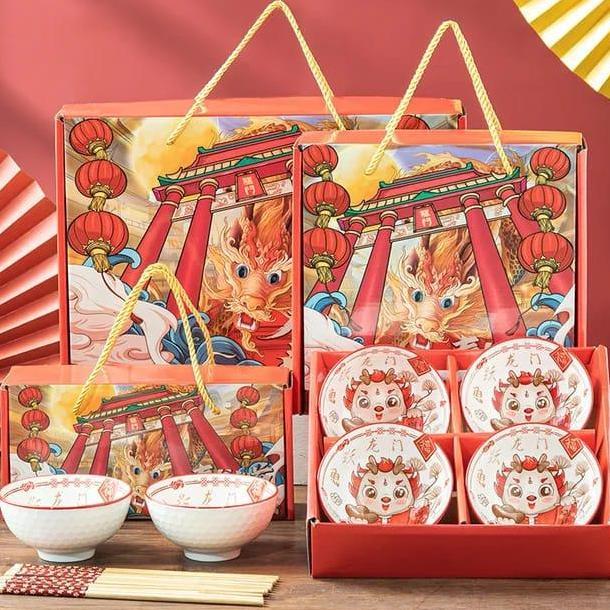 Mangkuk Imlek Motif Naga Dragon Bowl Set Hampers / Mangkuk Hampers