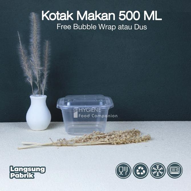 Thebest- Kotak Makan 500 ML Plastik / Thinwall / Food Container Persegi 500ML