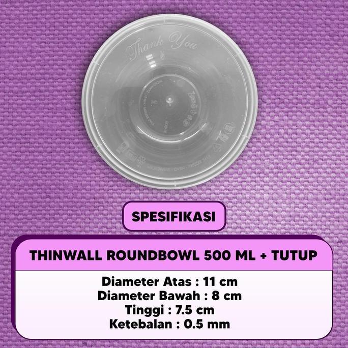 Thebest- Thinwall Mangkok Bulat 500 ml Mangkok - Thinwall Roundbowl 500ml