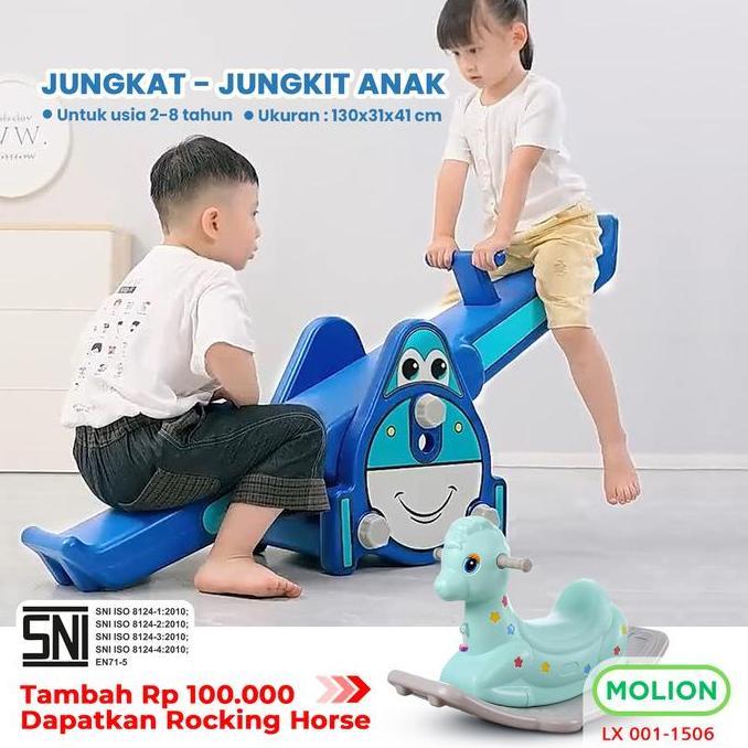 MOLION SNI Mainan Jungkat Jungkit Anak Kuda Seesaw Prosotan Pesawat Plastik Jungkat-Jungkit Playgrou