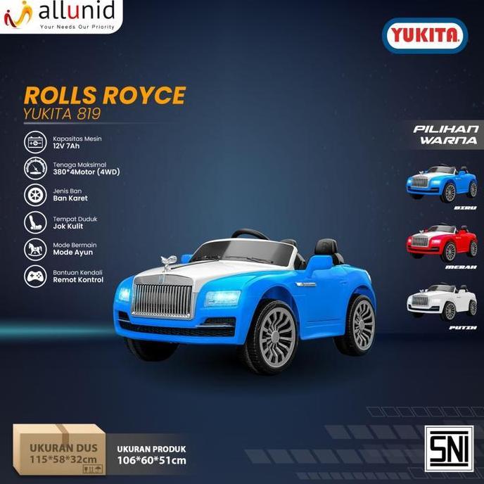 Mainan Anak Mobil Aki ROLLS ROYCE - YUKITA 819