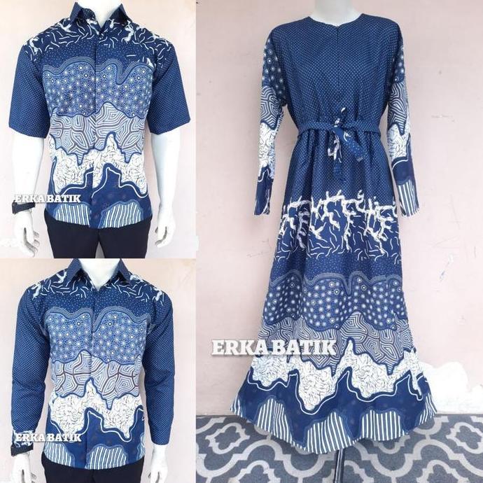 Kidsrelig- Baju Gamis Batik Couple Motif Abstrak Denim