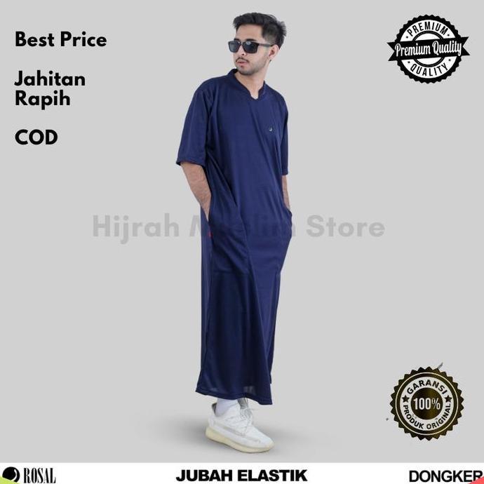 Jubah Elastik Rosal - Jubah Gamis Pria Lengan Pendek Lentur Dan Ringan Bahan Kaos Jersey Dry Fit