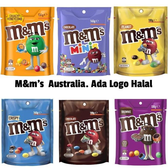 Bisakirim- M&M'S Coklat Australia Import Halal 5 Varian Minis Crispy Milk Peanut Brownies Cookies Do