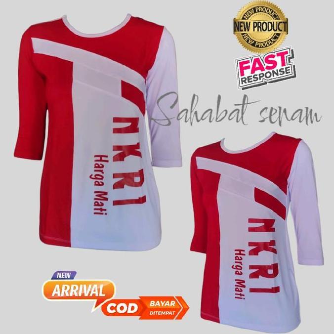 Lngsungkirim- Kaos Olah Raga Atasan Aja  Baju L Senam Wanita Merah Putih Agustusan Uniseks Nyaman Ce