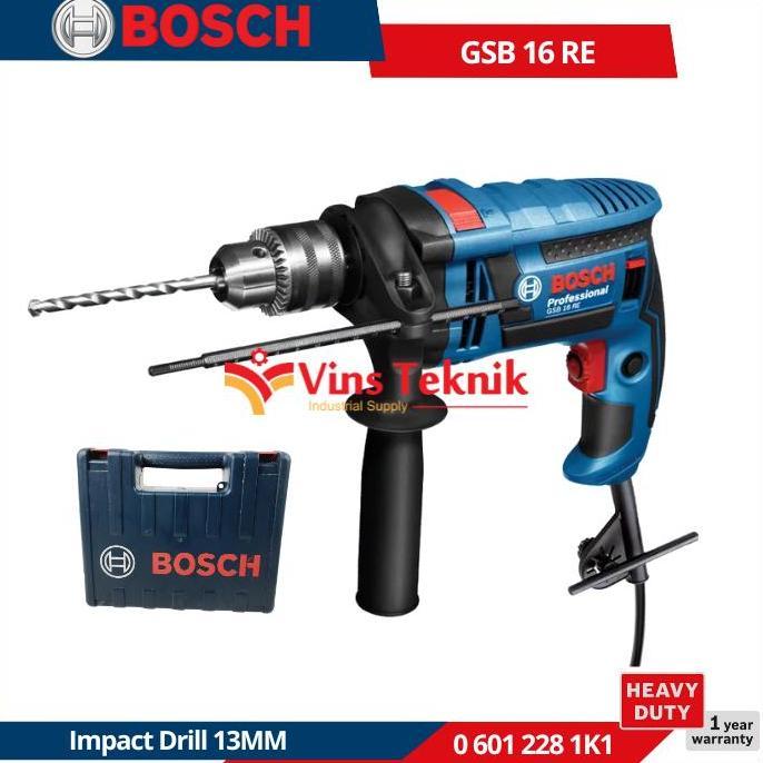 Promo BOSCH GSB 16 RE Mesin Bor Tembok Beton Impact Drill 13MM + Koper 750Watt GSB16RE Diskon