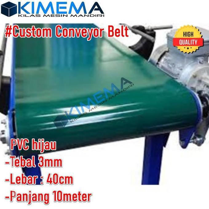 Custom Pvc Conveyor Belt Hijau Tebal 2Mm Lebar 40Cm Panjang 10Meter Sambung