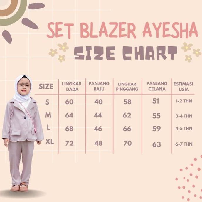 Set Blazzer Anak Ayesha Jas Blazzer Anak Perempuan Lembut Muslim