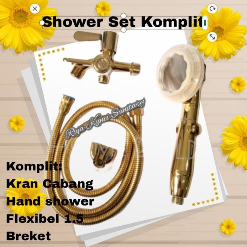 Hand Shower Komplit Kran Gold/Hand Shower Set Gold/Shower Set Kamar Mandi High Quality Gold