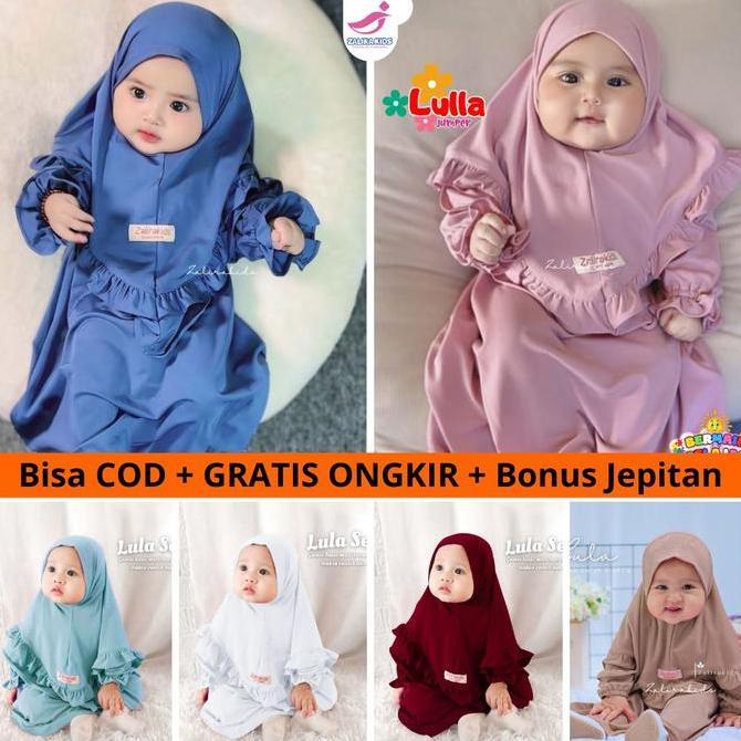Zalira Kids -  Gamis Bayi Newborn Perempuan / Gamis Anak Perempuan Syari Set Jilbab Usia Newborn - 1