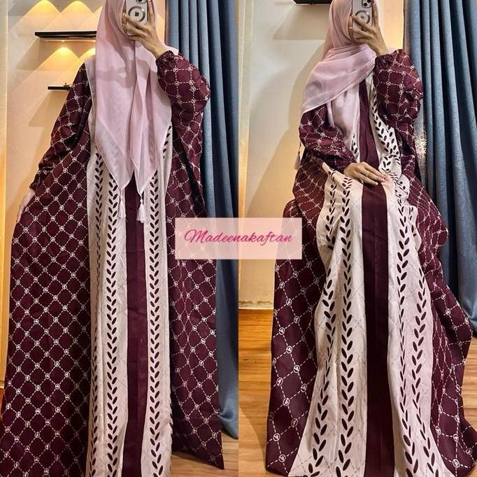 Regreg- Kaftan Motif Madina Bahan Rayon Adem Nyaman Ld Jumbo Busui Gamis Abaya Dress Panjang Wanita 