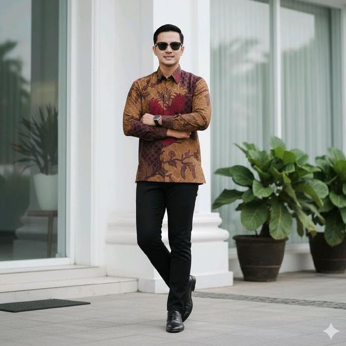 kemeja batik pria lengan panjang full lapisan Batik prabu