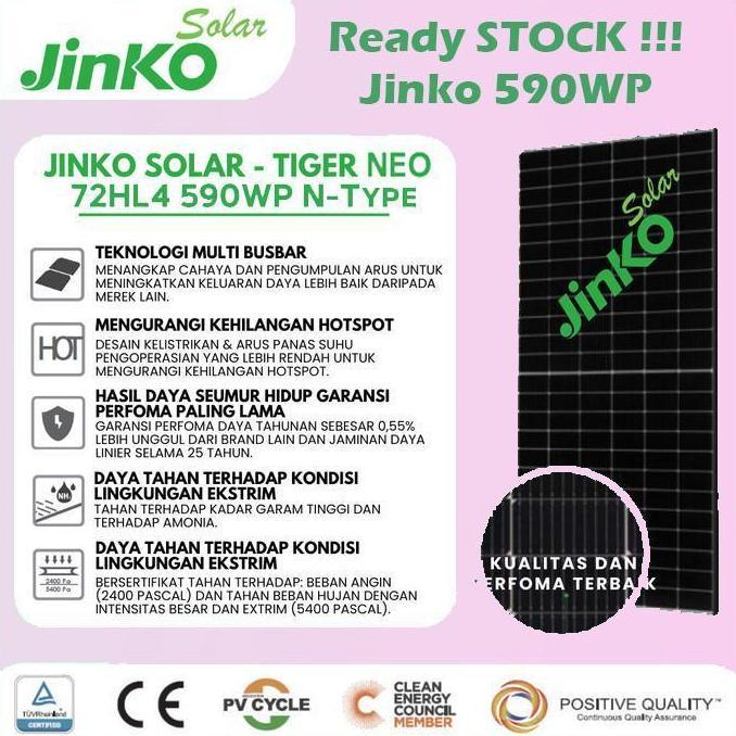 JINKO SOLAR CELL / PANEL SURYA 590WP SNI MONO BUKAN TRINA LONGI ORIGINAL DAN TERPERCAYA
