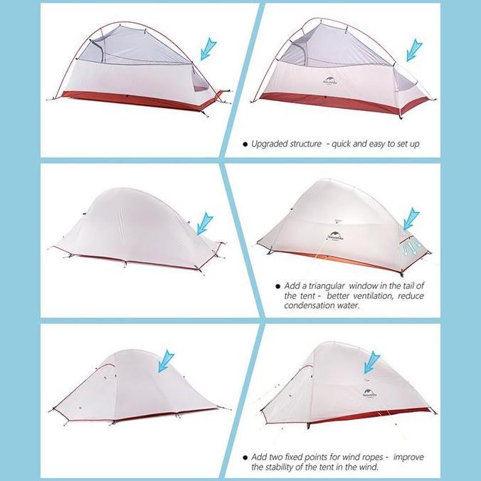 Naturalcam- Tenda Camping 20D Naturehike Tent Cloud Up 2 2018 Nh17T001-T