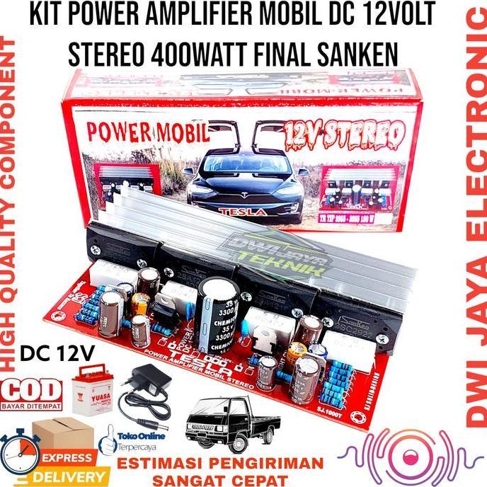 Kit Power Amplifier Mobil DC 12VOLT Stereo 400watt Final Sanken TERBAIK