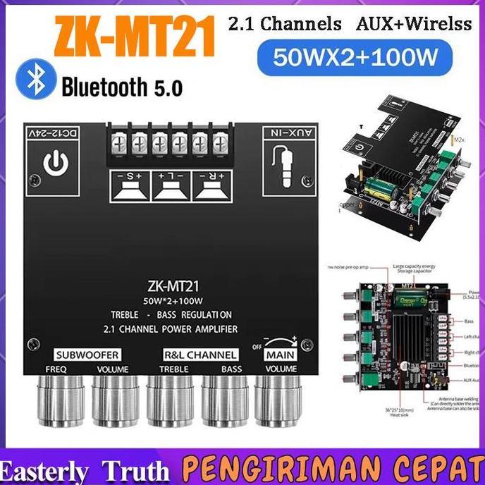 ZK-MT21 Audio Stereo Bass Power Amplifier Board Bluetooth 5.0 50Wx2+100W Amplifier Mini Bluetooth Cl