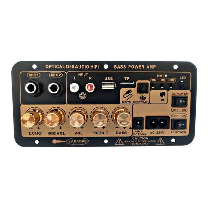 Papan Penguat Audio D50 220V 12V 24V Digital Bluetooth Amplifier Mikrofon Reverb Fungsi Penyesuaian 