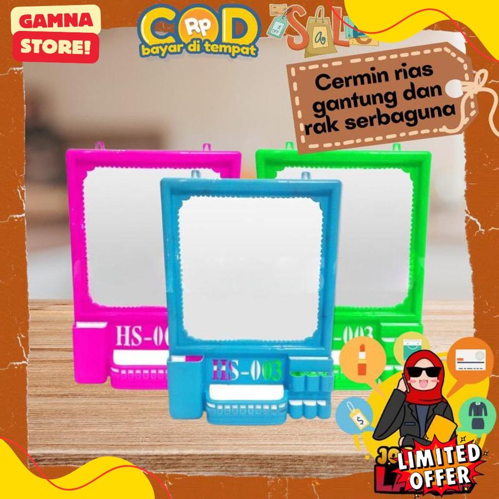 [Joeragan Lapak] Kaca Rias - Cermin Gantung Tembok Dan Rak Plastik Dinding Makeup Kamar Mandi Kosmet