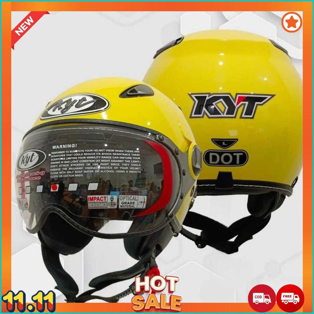 Helm Kyt Elsico Solid Lemon Yellow Half Face Kyt Helm Half Face Kyt Elsico Lemon Yellow [H2]