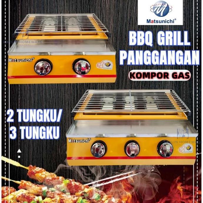 Terlaris Alat Pemanggang Barbeque Matsunichi 2 & 3 Tungku Griller Trio Bbq Grill Paket Regulator Gas