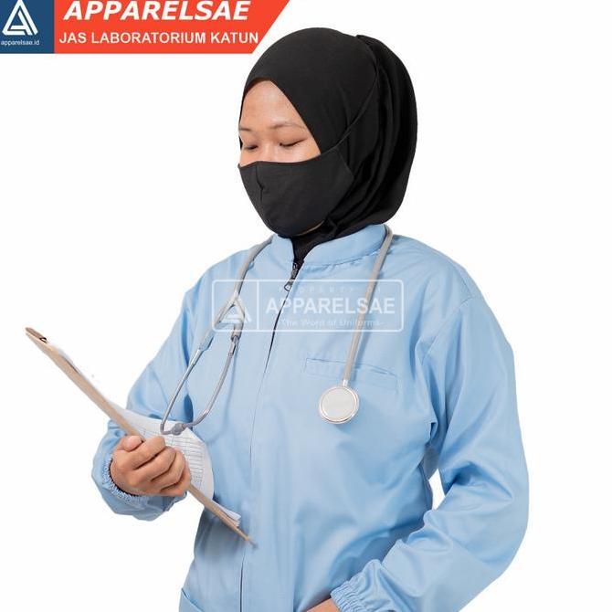 Jas Lab warna Jas Laboratorium Warna Biru Lengan Panjang Karet