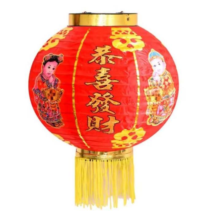 Imlek 2026 - Lampion Imlek Gambar - Lampion Lipat - Lampion Kain Dekorasi Imlek