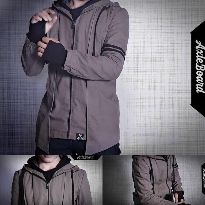 semi jaket blazer hoodie finger korean style warna abu streetwear