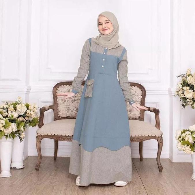 FREE ONGKIR GAMIS ANAK TANGGUNG TERBARU LYVIA DRESS UMUR 10-11-12-13 TAHUN 5 SERIAN WARNA 2024 - BAH