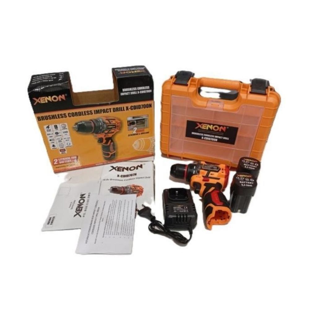 Mesin bor BRUSHLESS MOTOR BOR SCREW DRIVER IMPACT BATERAI XENON