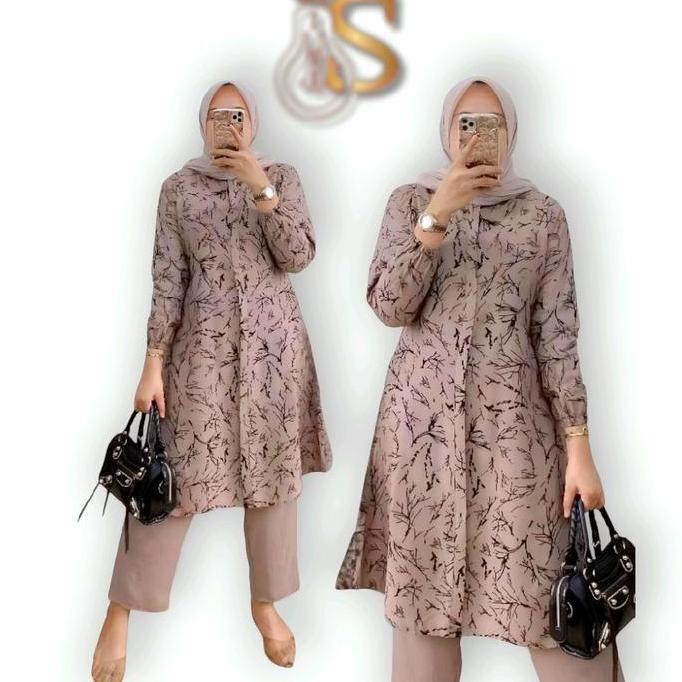 FREE ONGKIR LAVETA - ONE SET TUNIK WANITA CANTIK TERBARU - BAHAN KATUN RAYON DIAMOND -  SETELAN KANT