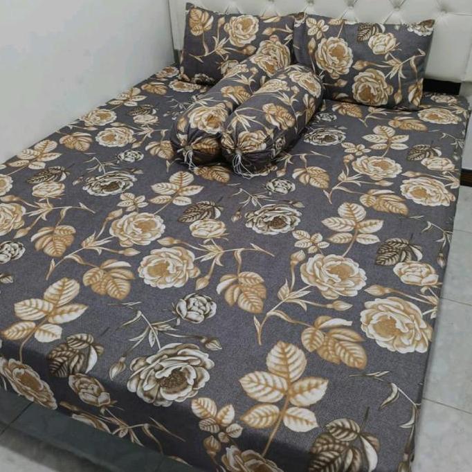 Sleeprm- Sprei Homemade Sprei Karet Sudut  Motif Bunga King Size Bunga Katun Bisa Dicuci Hitam Bunga