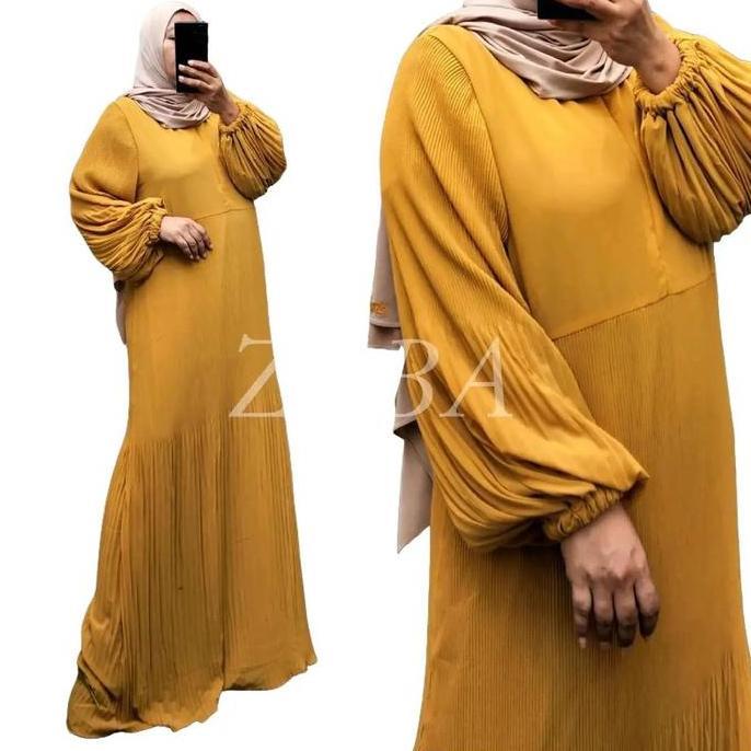 Zeba | Raline Dress Ceruti Plisket Maxi BB 70 - 150 kg Gamis Wanita Ceruty Babydoll Full Furing Adem