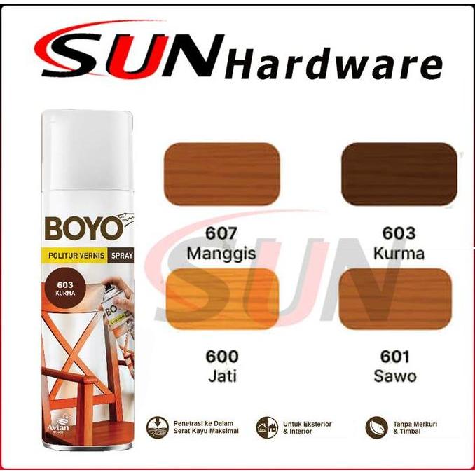 Wrnawrni- Pilox Boyo Politur Spray 400 Cc Kayu Jati Manggis Sawo Kurma Cat Semprot Pilok Plitur