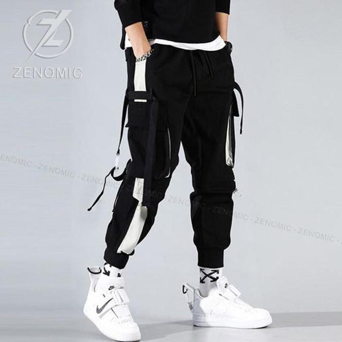 Violakanda7 - Celana Korea Jogger Tali Hitam Pria Wanita Cargo Joger Hypebeast Korea Style Trendy Me