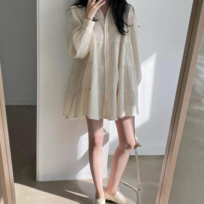 Tunik Wanita Polos Bahan Katun Import - Tunik midi