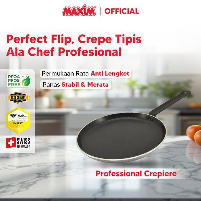 Kualitass- Maxim Pro Wajan Teflon Anti Lengket 25Cm Crepiere