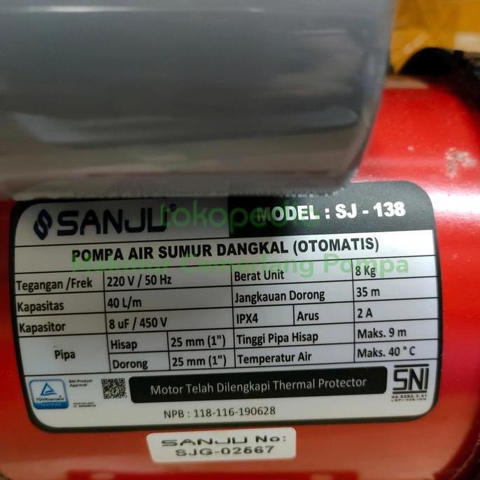 POMPA AIR SUMUR DANGKAL SANJU SJ-138 OTOMATIS SJ 138