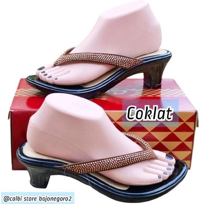 BEST SELLER (( ORIGINAL )) SANDAL CALBI BERHIAS PERMATA MODEL JEPIT CANTIK & GLAMOUR ANTI SELIP - CO